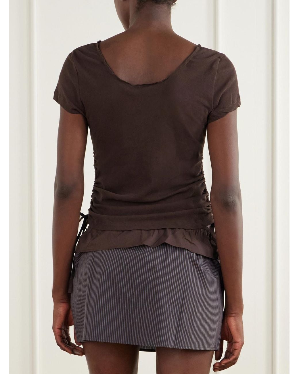 Deiji Studios Brown Drawstring Organic Cotton T-Shirt