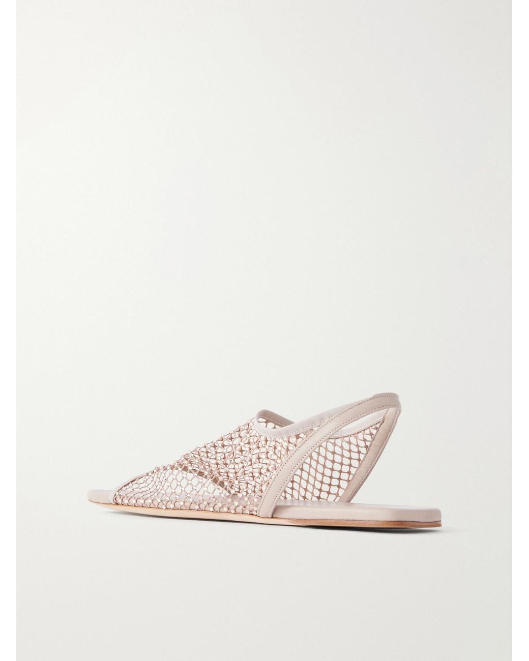 Christopher Esber Natural Minette Crystal-Embellished Mesh And Leather Slingback Sandals