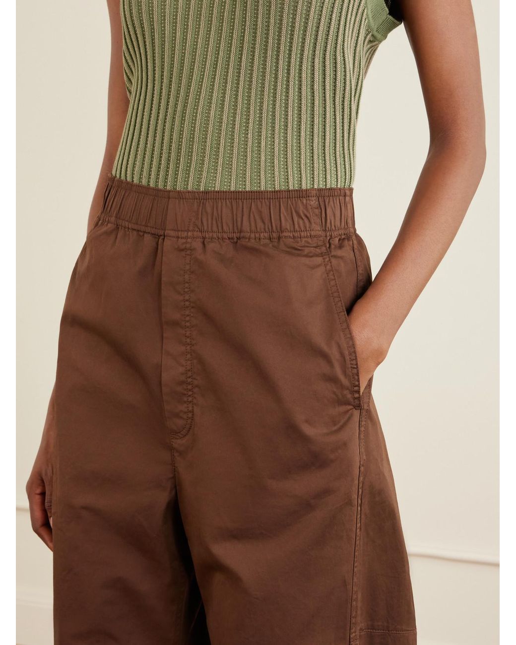 Tibi Brown Garment-Dyed Cotton-Blend Gabardine Wide-Leg Winslow Pants