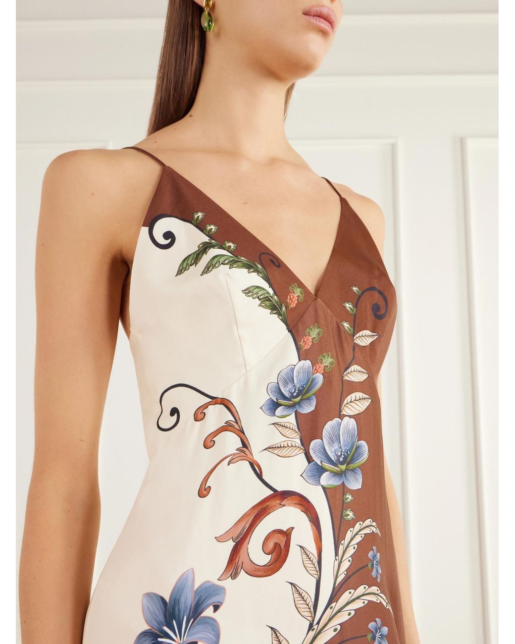 Farm Rio White Millena Printed Gabardine Maxi Dress