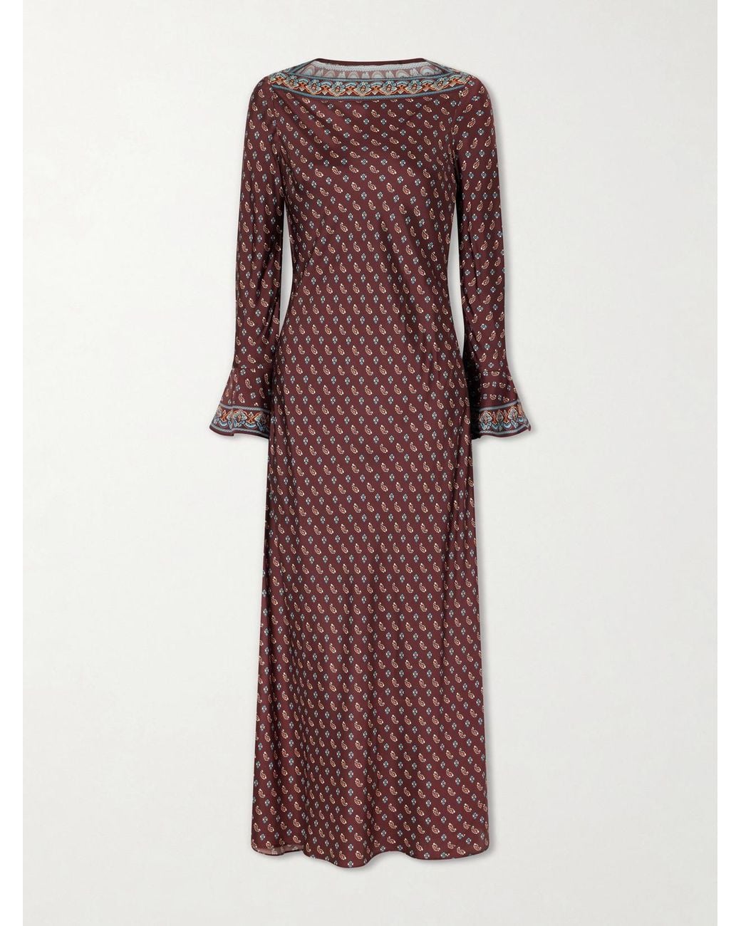 Doen Purple Davina Printed Silk-Blend Satin Maxi Dress