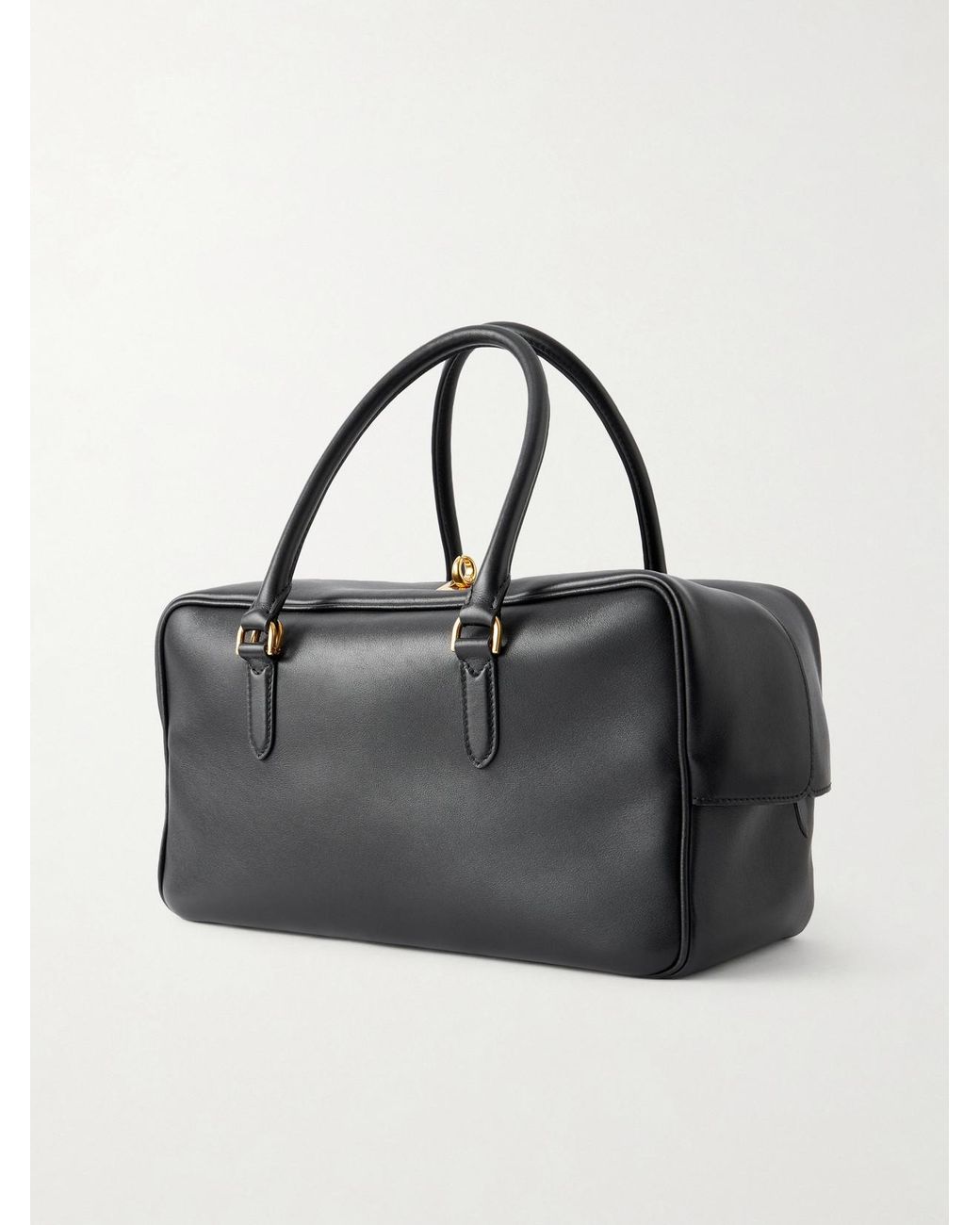 Balenciaga Black Le 7 Leather Bowling Shoulder Bag