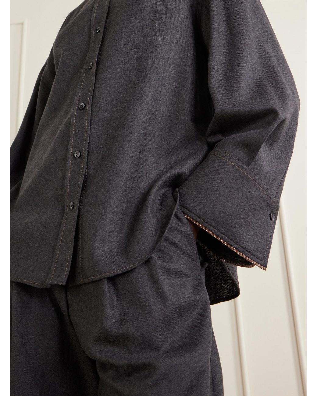 Brunello Cucinelli Blue Oversized Wool Shirt