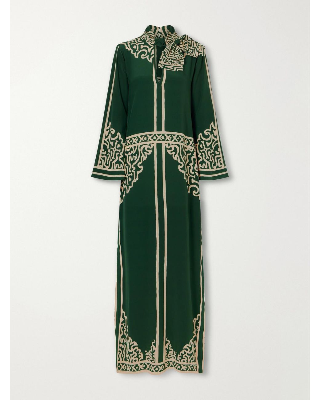Johanna Ortiz Green The Windborne Silk-Crepe De Chine Maxi Dress