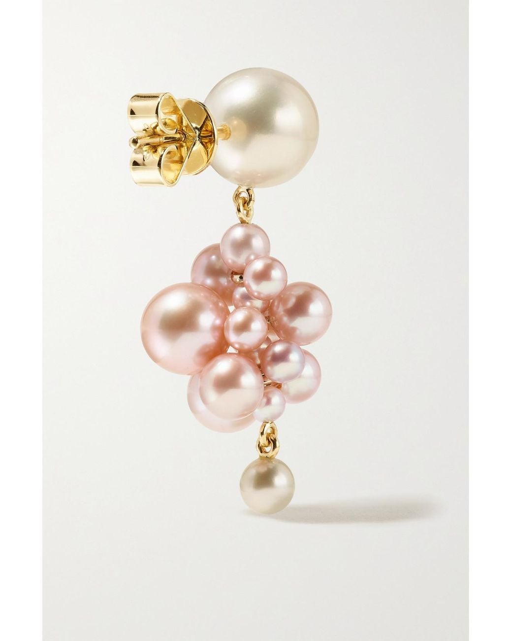 Sophie Bille Brahe Metallic Botticelli Rose 14-Karat Pearl Earrings