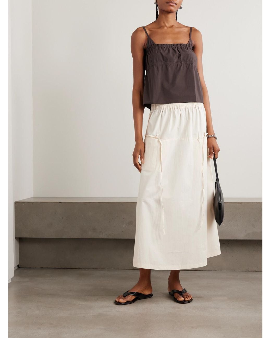 Deiji Studios Brown Tri Frayed Organic Cotton Camisole