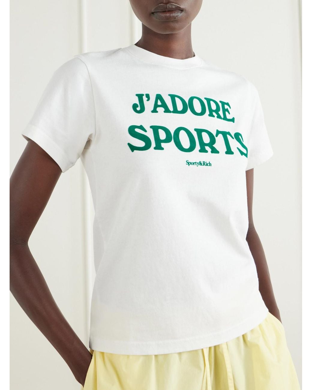 Sporty & Rich White J'Adore Printed Cotton-Jersey T-Shirt
