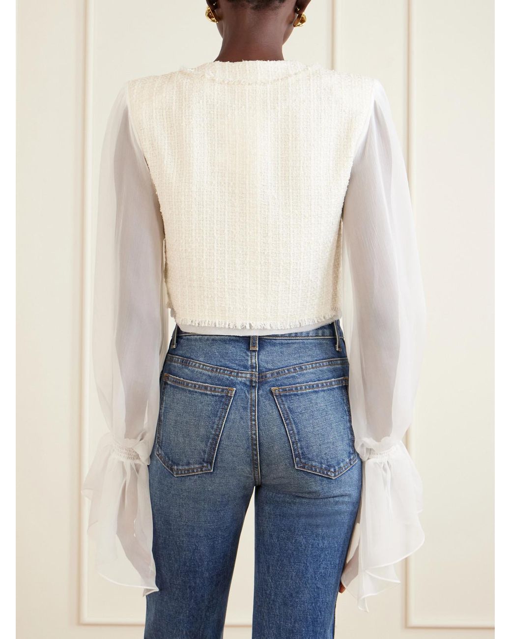 Balmain White Brandebourg Tweed Blouse