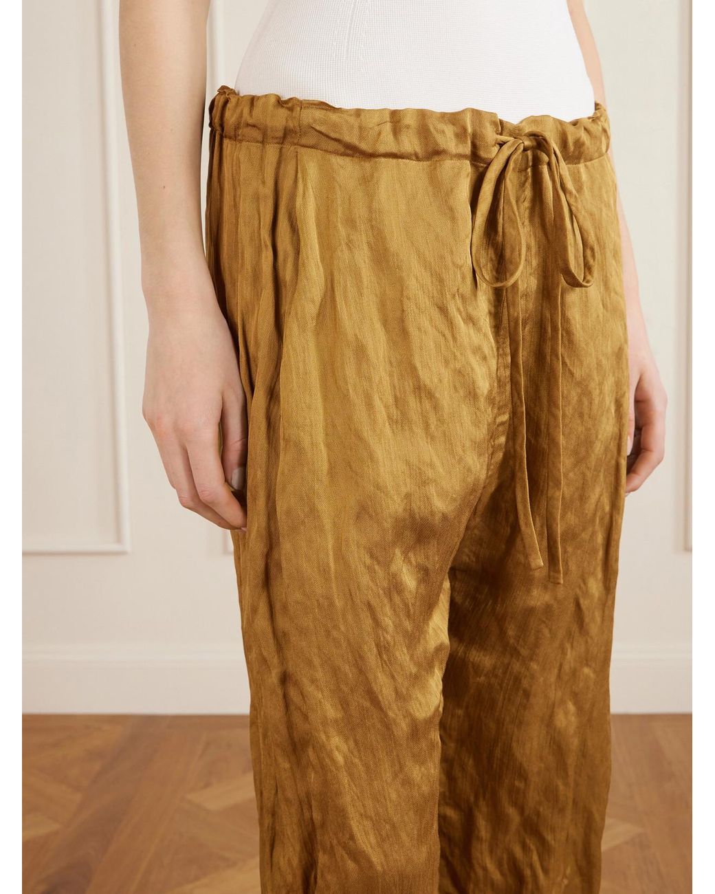 Khaite Natural Rohen Crinkled-Voile Pants