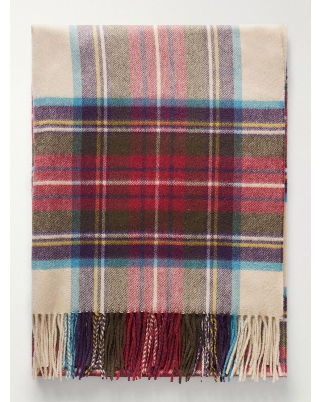 Johnstons Red Tartan Stole Checked Cashmere Scarf