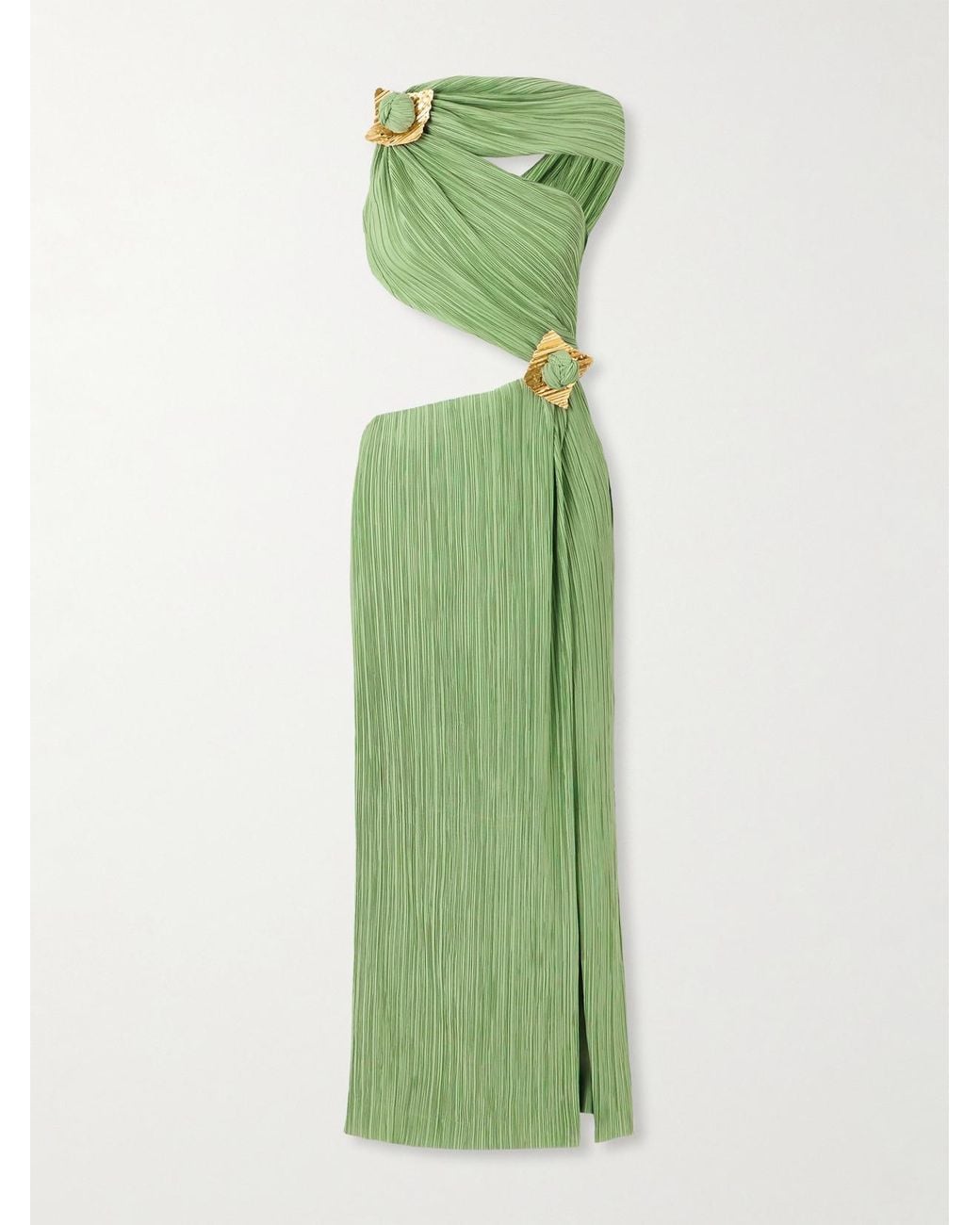 hand embellished asymmetric midi dress in sage ASOS DESIGN draped fringe embellished maxi dress with ruffles in sage green