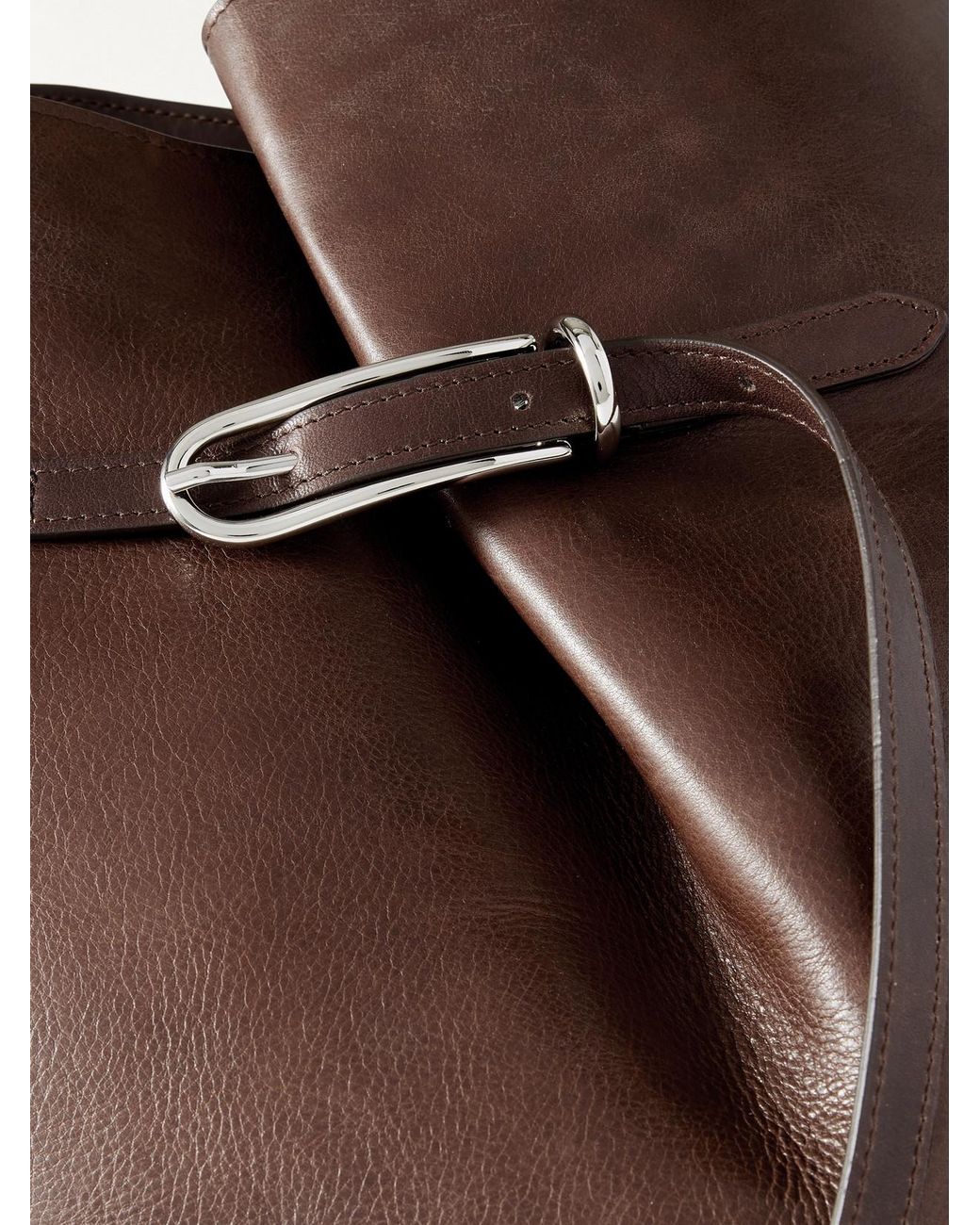Liffner Brown Buckled Leather Bucket Bag