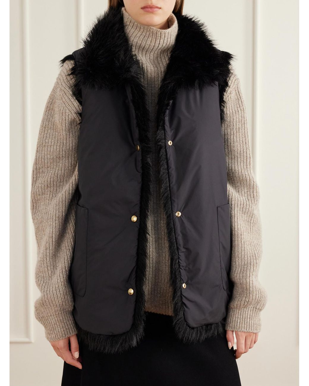 Moncler Black Chaleureux Plush-Trimmed Shell Quilted Down Jacket