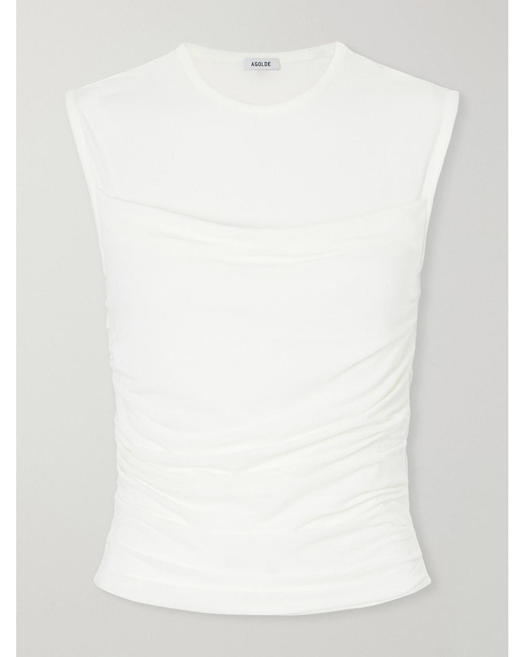 Agolde White Theodore Ruched Jersey Tank