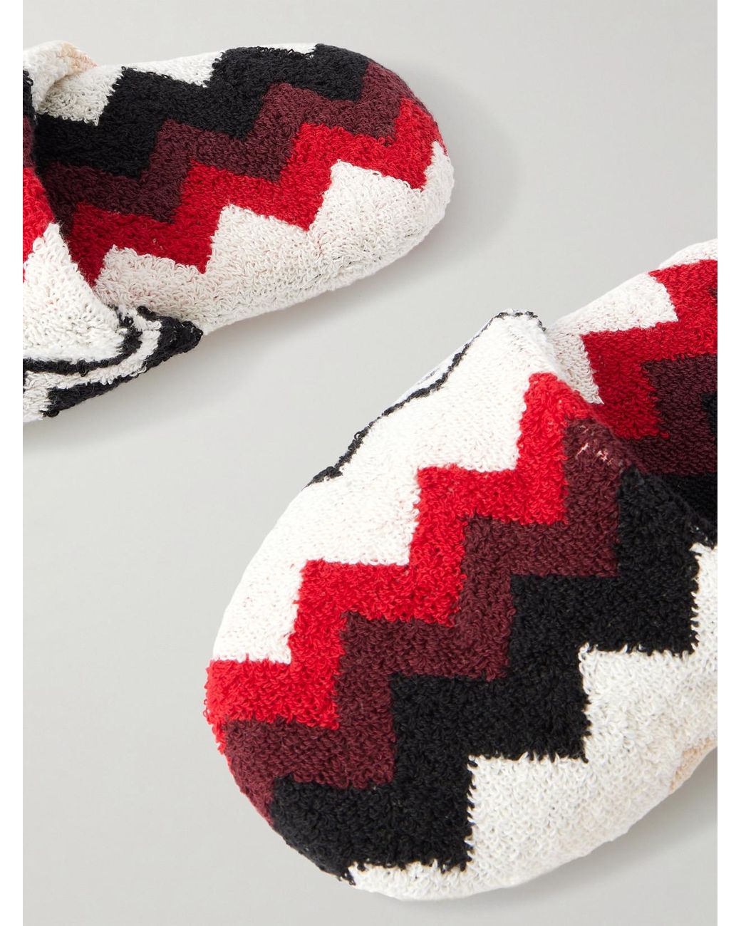 Missoni Red Striped Cotton-Terry Slippers