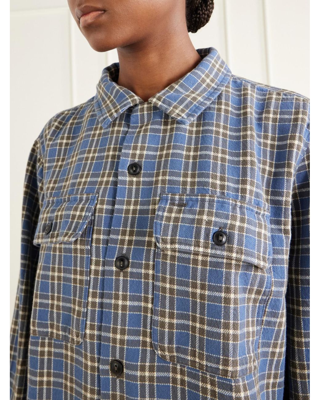 RRL Blue Matlock Camp Checked Cotton-Twill Shirt