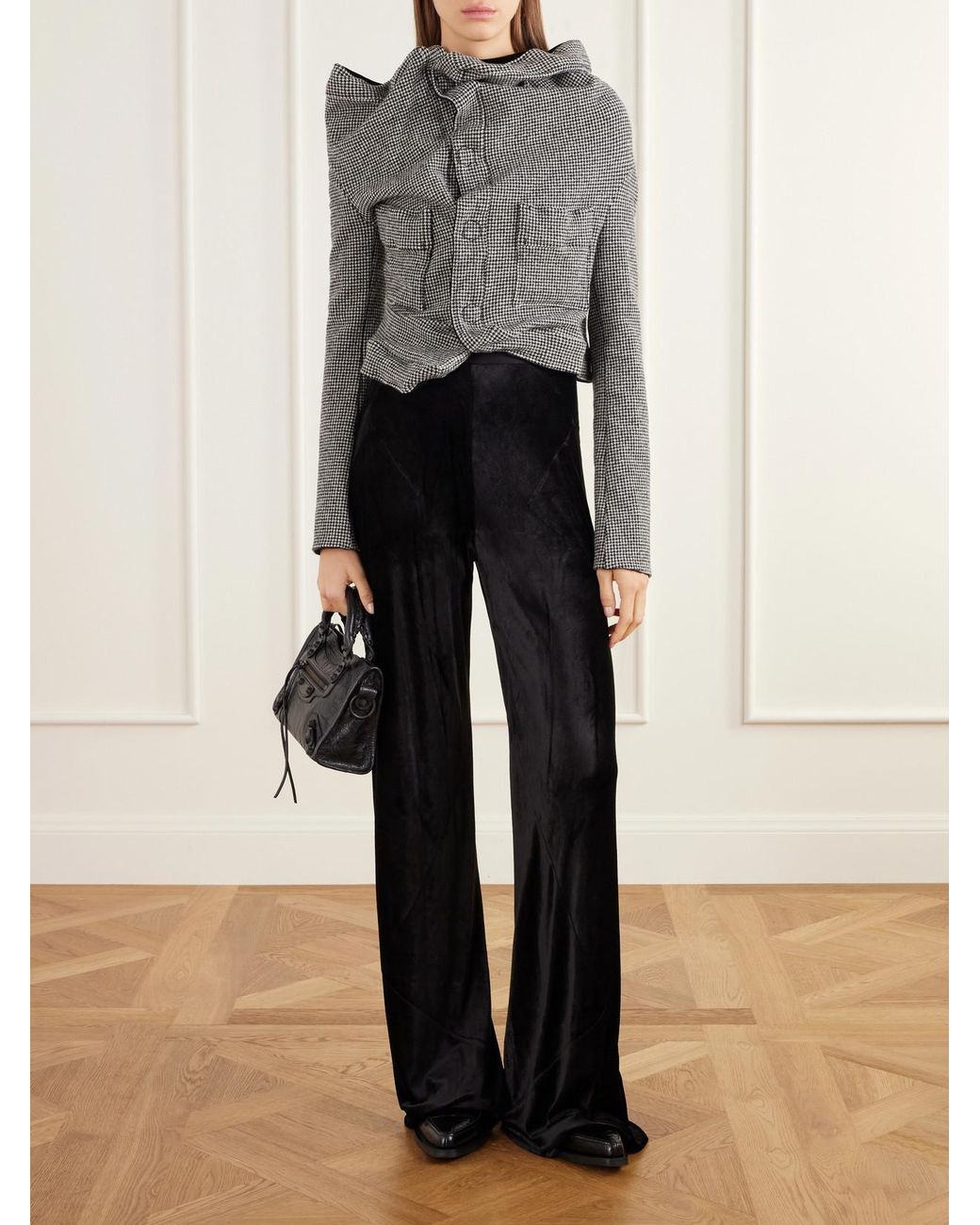 Junya Watanabe Gray Asymmetric Houndstooth Wool-Blend Jacket