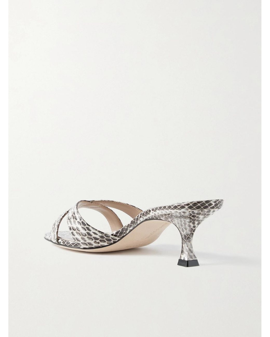 Manolo Blahnik Natural Callamu 50 Elaphe Mules
