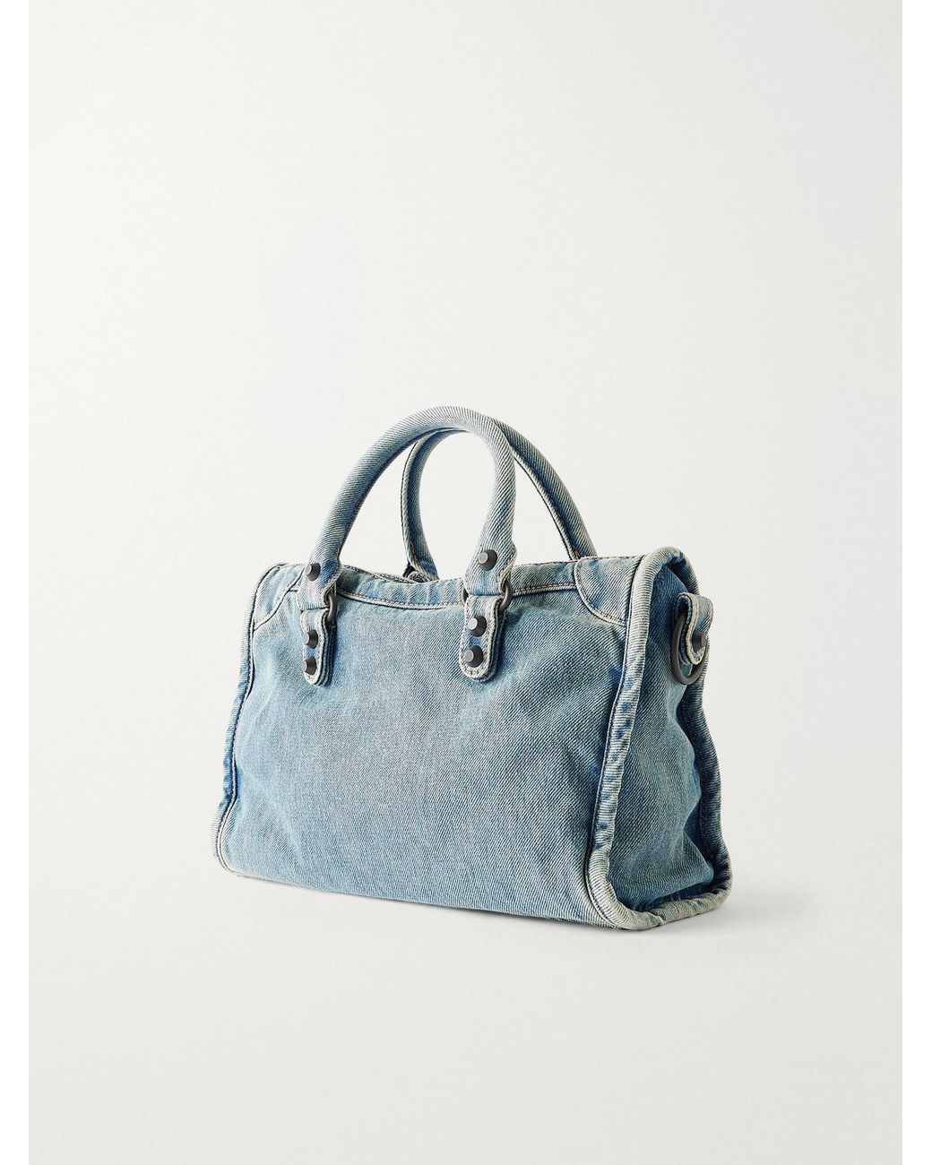 Balenciaga Blue Le City Small Embellished Denim Shoulder Bag