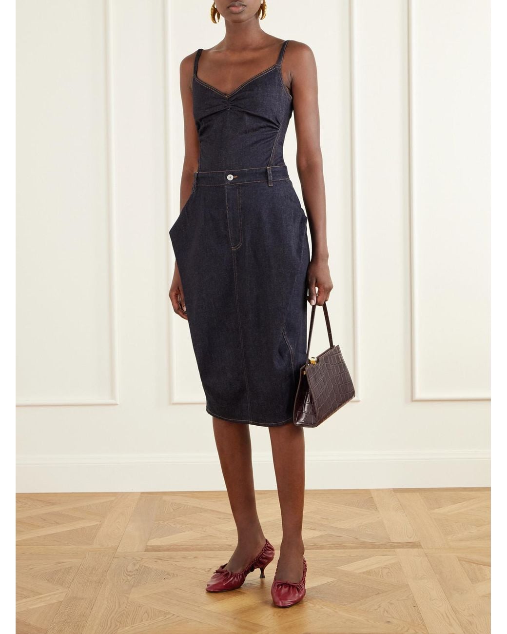 Jacquemus Blue Cubisto De Nimes Cotton-Blend Denim Midi Skirt