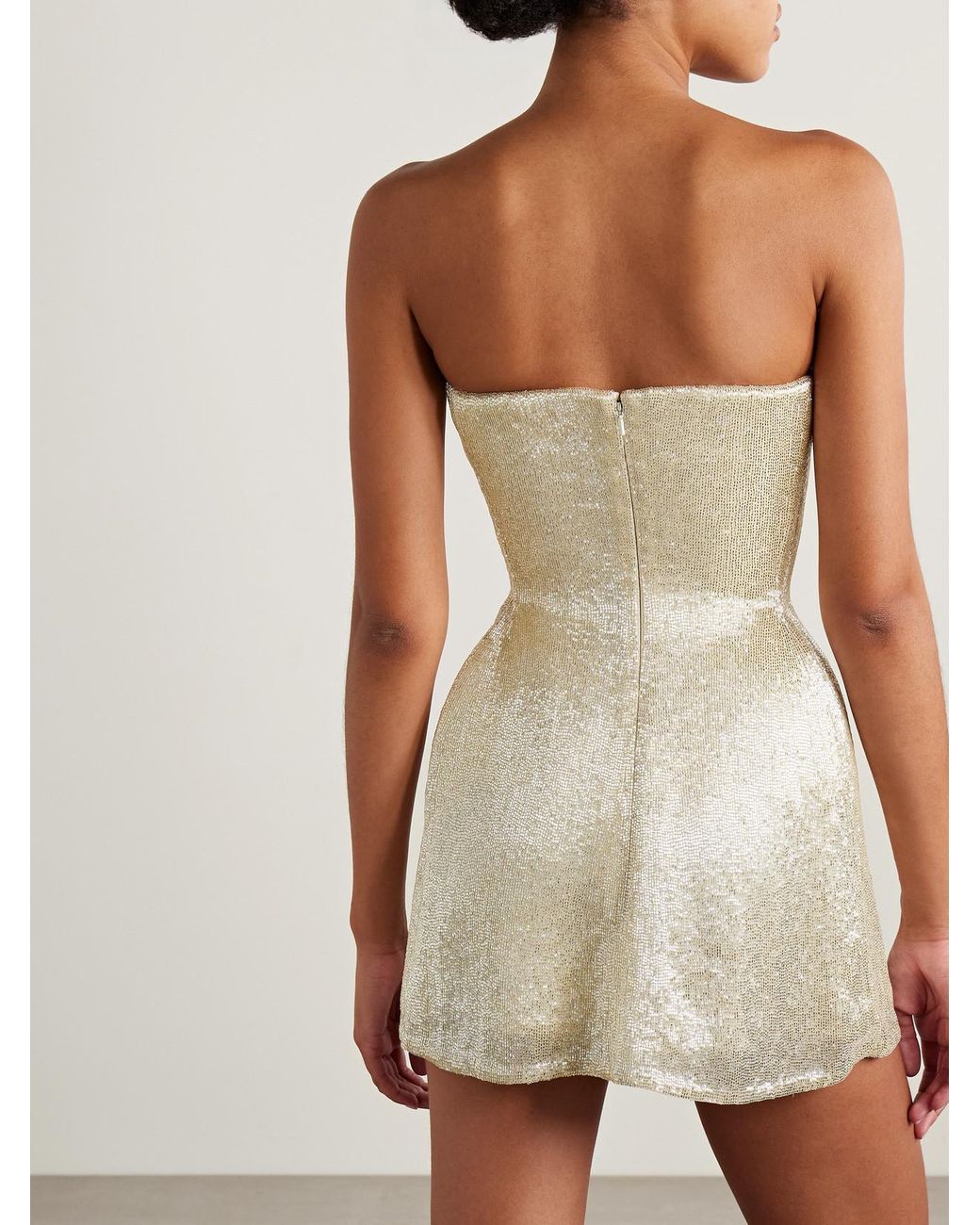 wiederhoeft bead-embellished mini corset dress Ivy Draped Strapless Beaded Tulle in Natural Strapless bead
