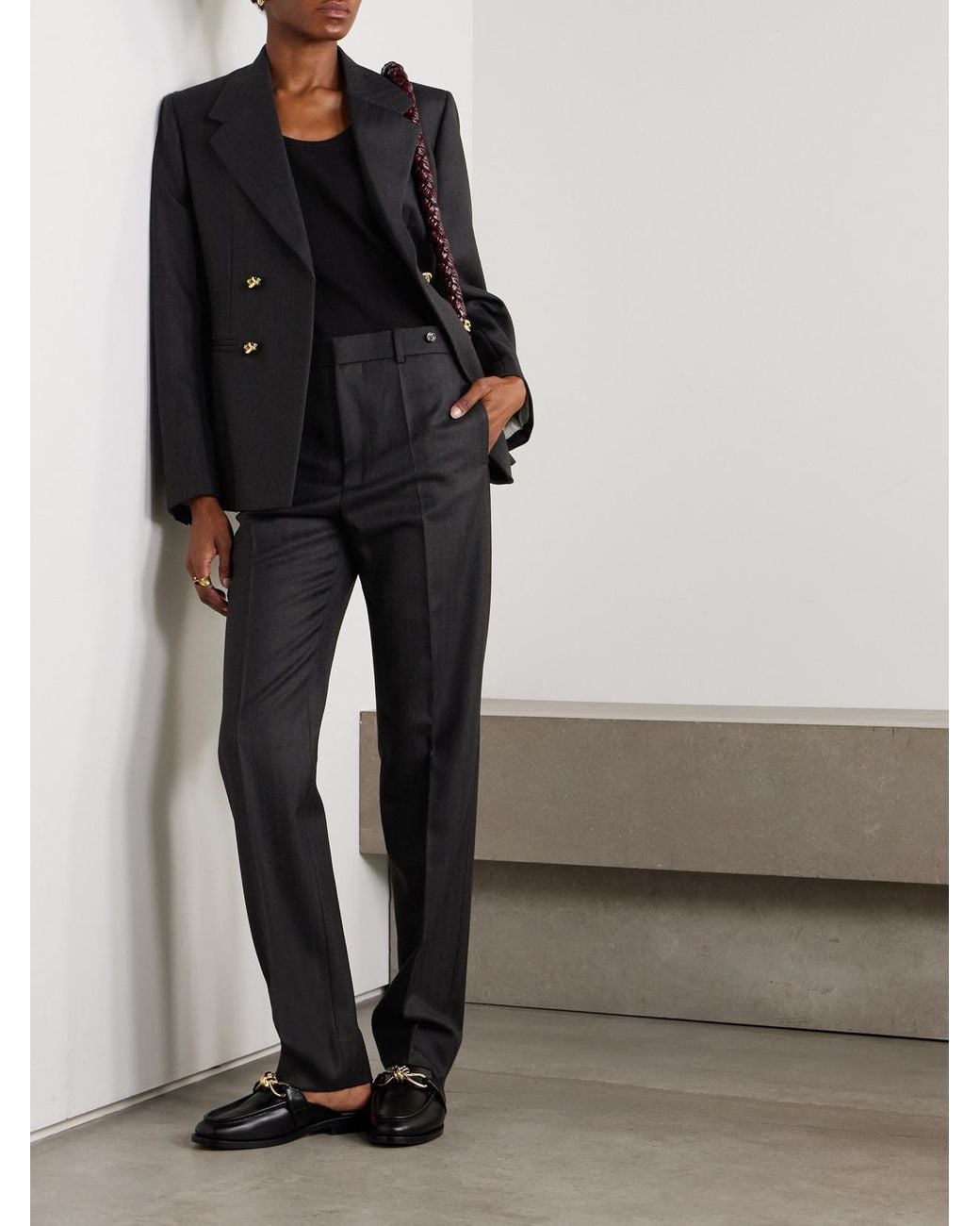 Bottega Veneta Black Double-Breasted Wool Blazer