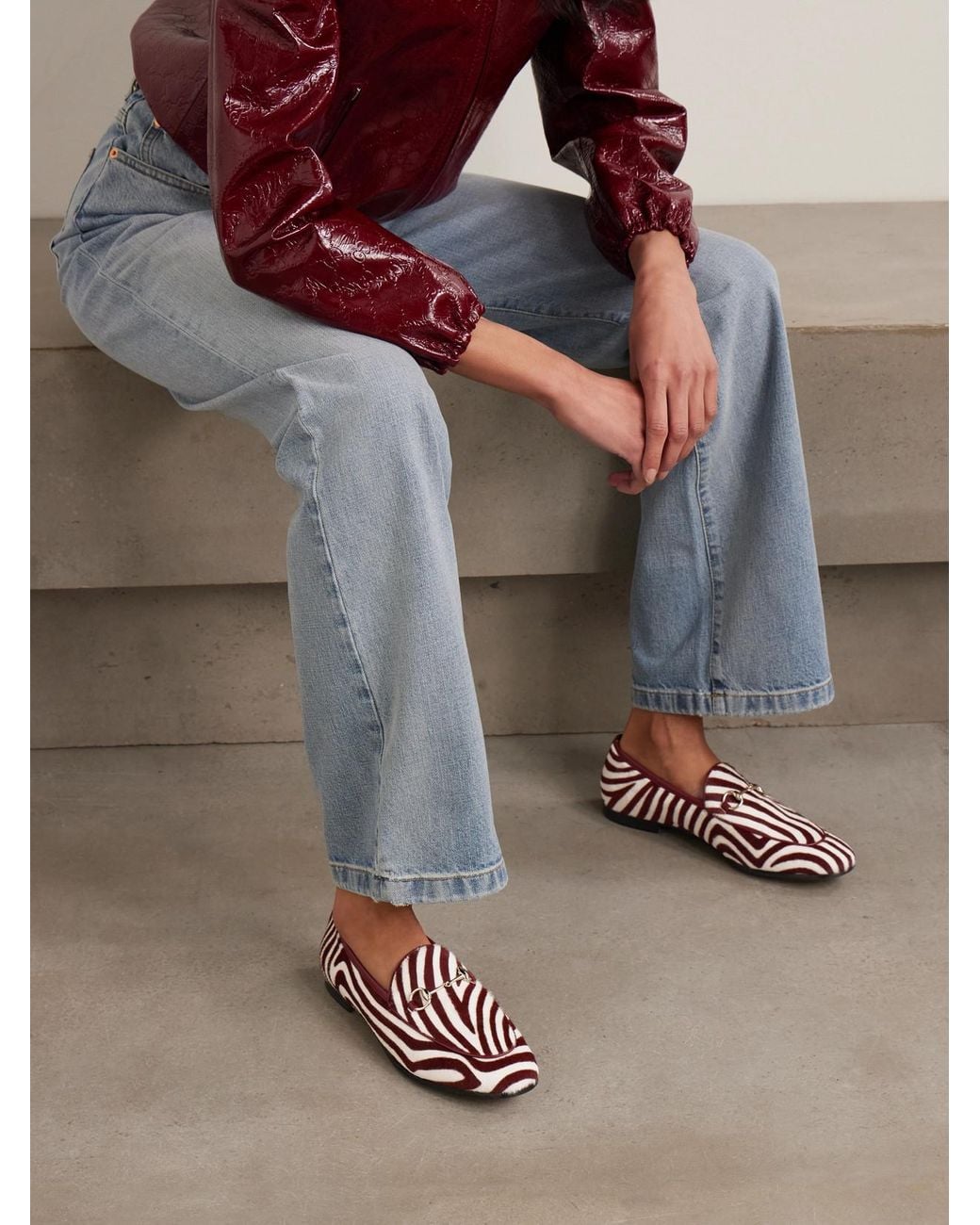 Gucci Jordaan Zebra Print Haircalf Leather Horsebit Loafers Gucci Jordaan Gucci Zebra Loafers Gucci Jordaan Horsebit  main image 2