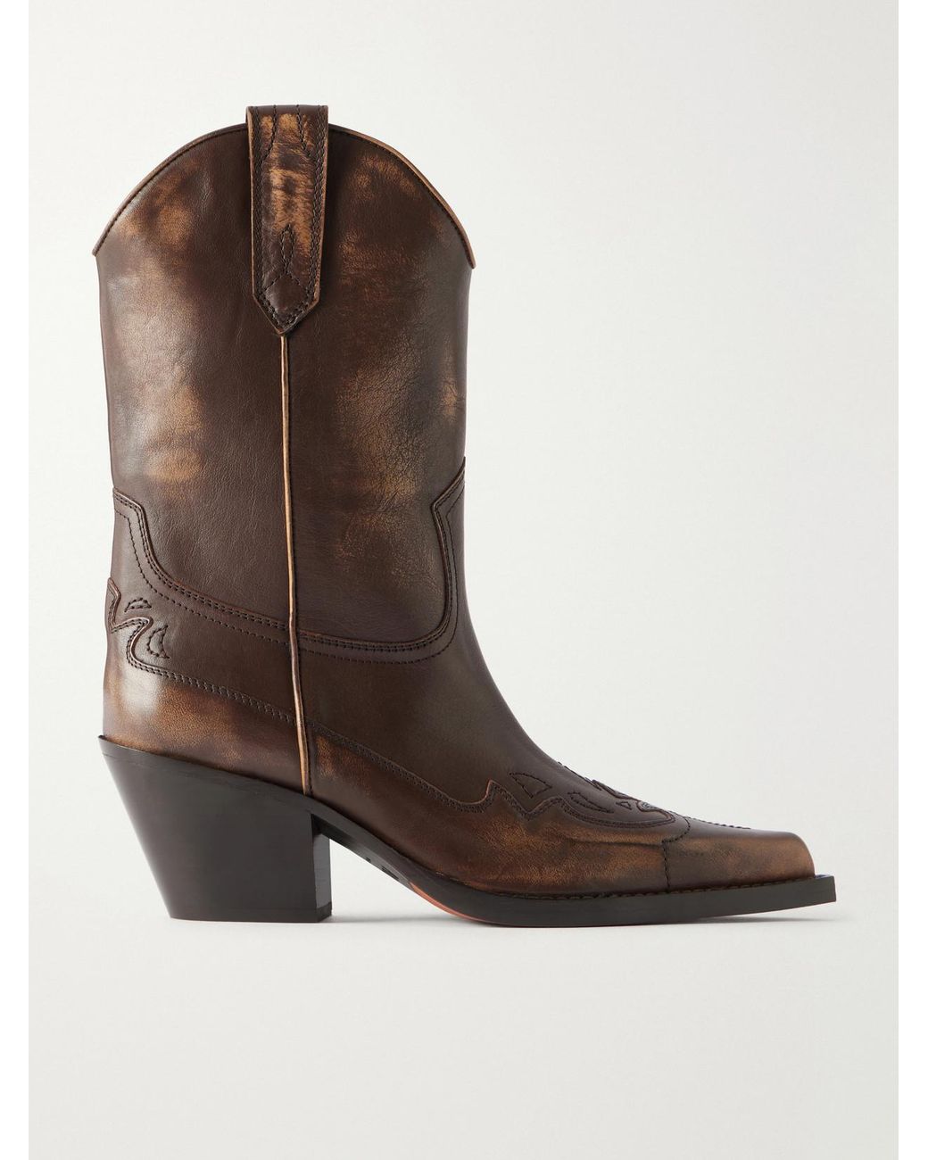 Paris Texas Brown Dakota 60 Embroidered Leather Ankle Boots