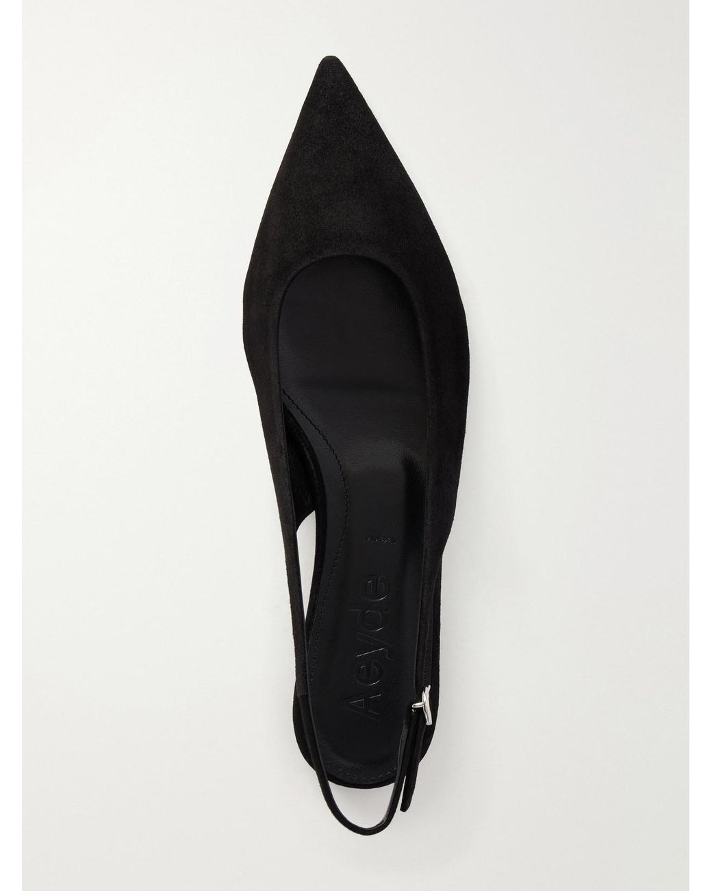 Aeyde White Annora Suede Slingback Flats