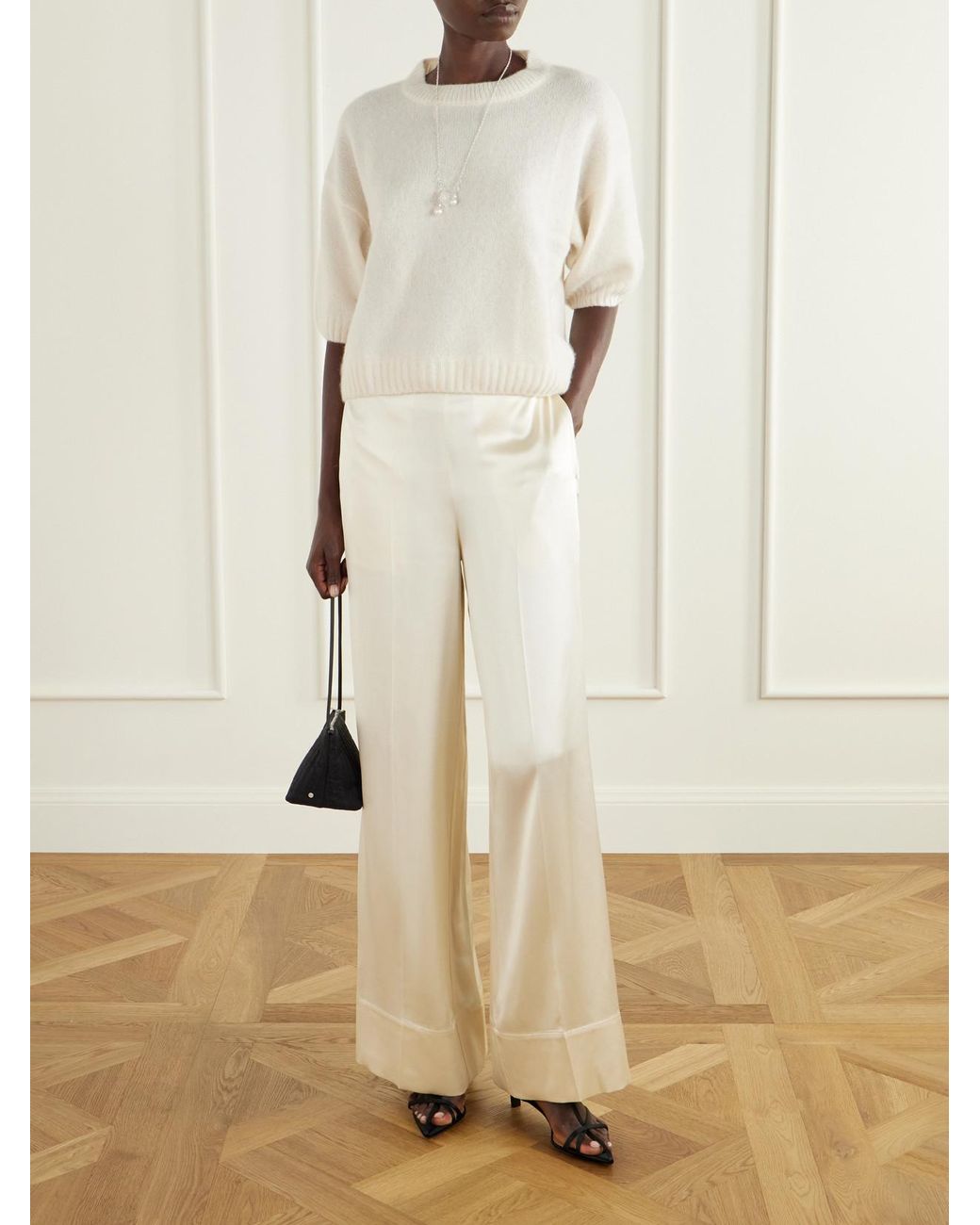 Allude White Cashmere And Silk-Blend Sweater