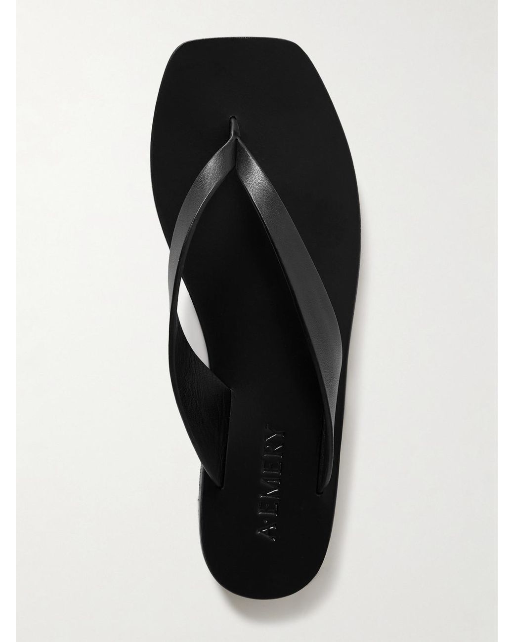 A.Emery Black Kinto Leather Flip Flops
