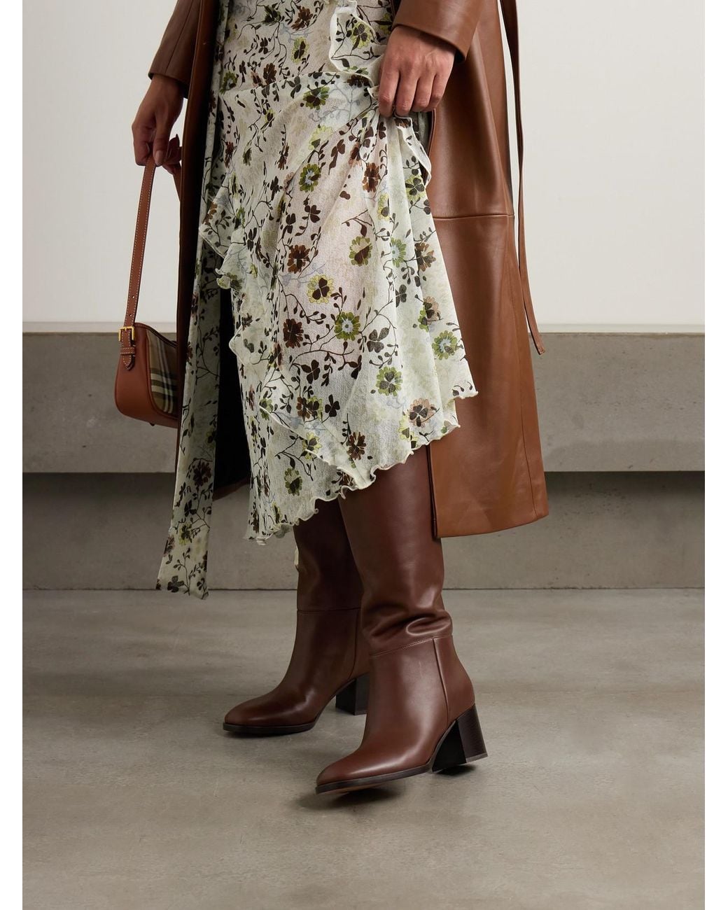 Gianvito Rossi Brown Santiago 60 Leather Knee Boots
