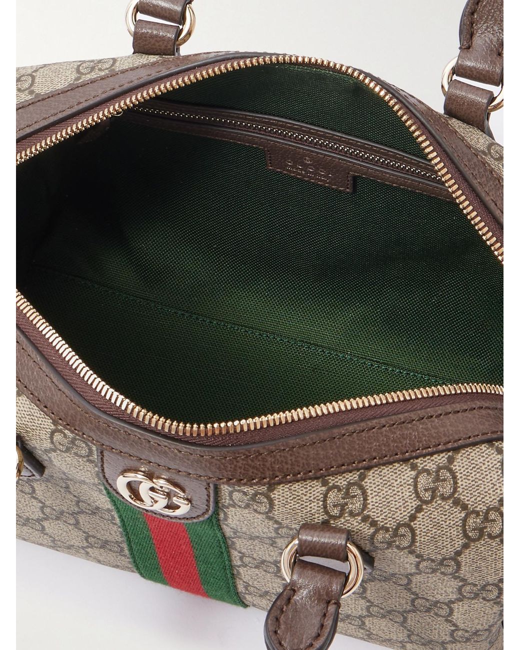 Gucci Natural Ophidia Textured Leather Coated Canvas-Jacquard Top-Handle Bag