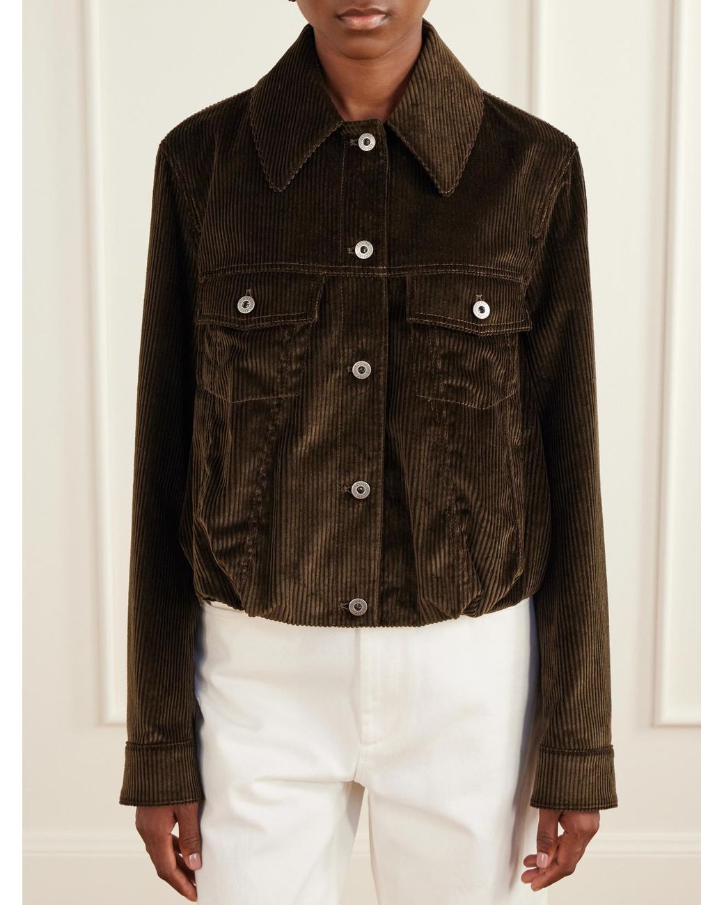 Loewe Black Balloon Gathered Cotton-Corduroy Jacket