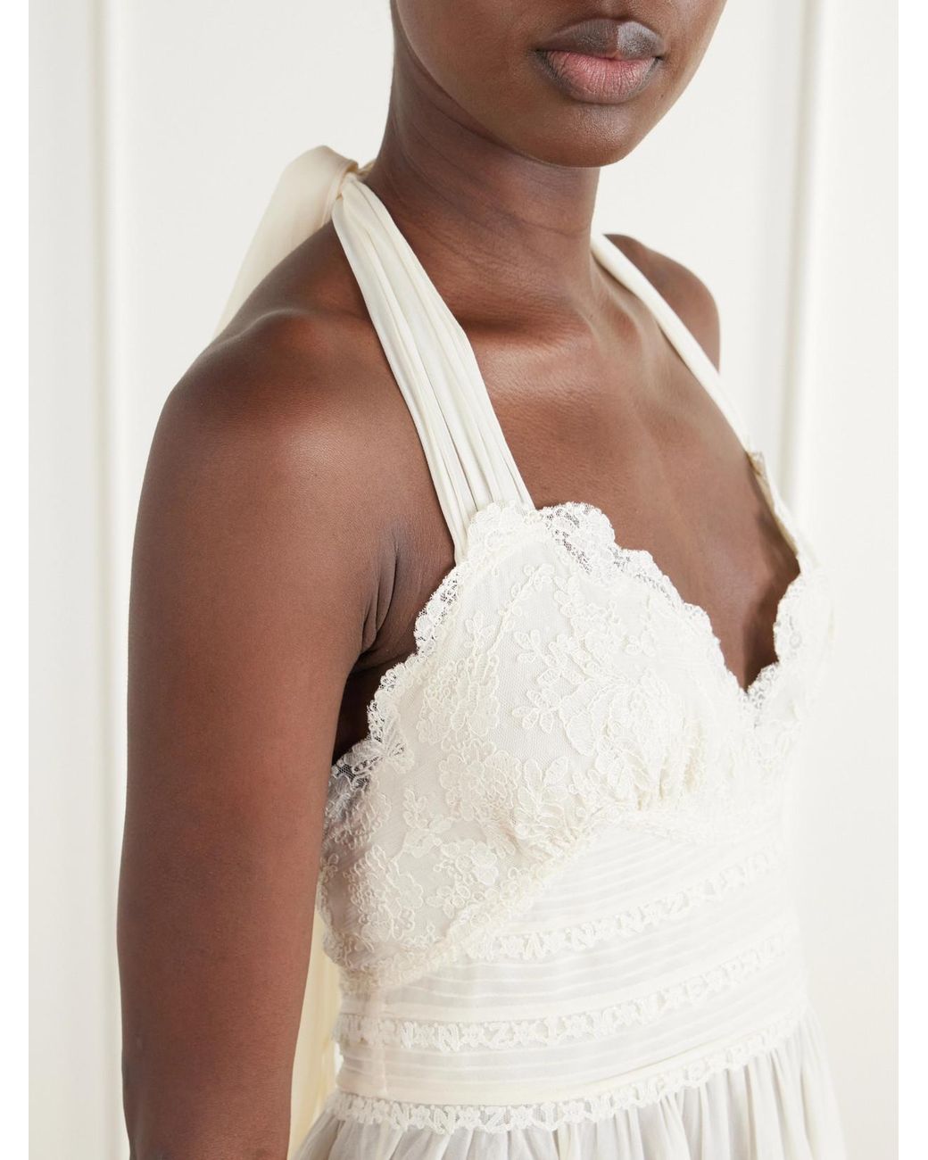 Zimmermann Natural Fairlight Ruched Lace-Trimmed Camisole