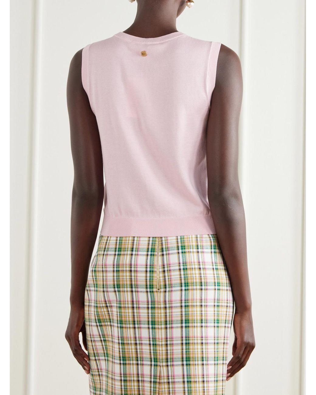 Carolina Herrera Pink Ribbed Silk And Cotton-Blend Vest