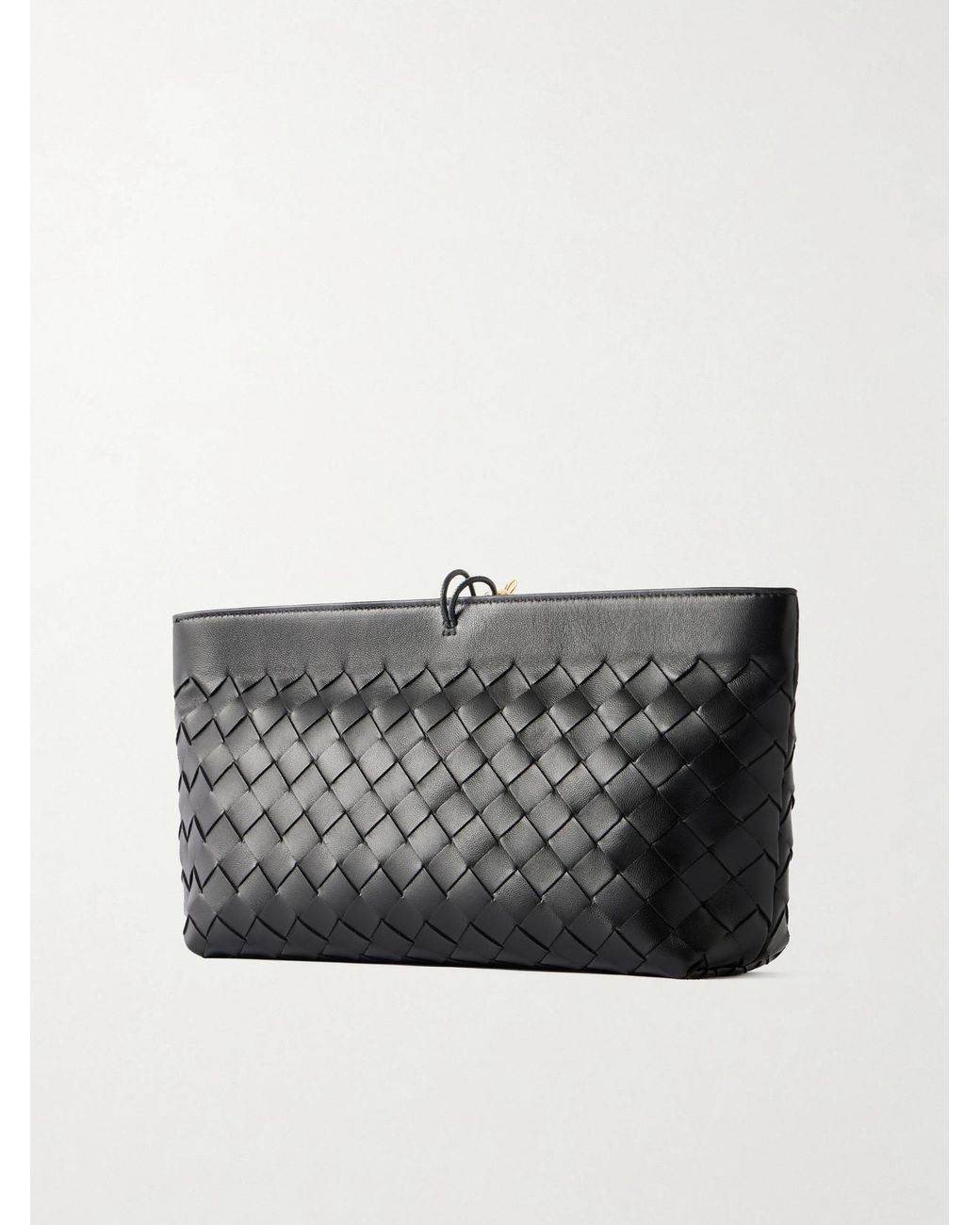 Bottega Veneta Black Andiamo Intrecciato Leather Boat Pouch