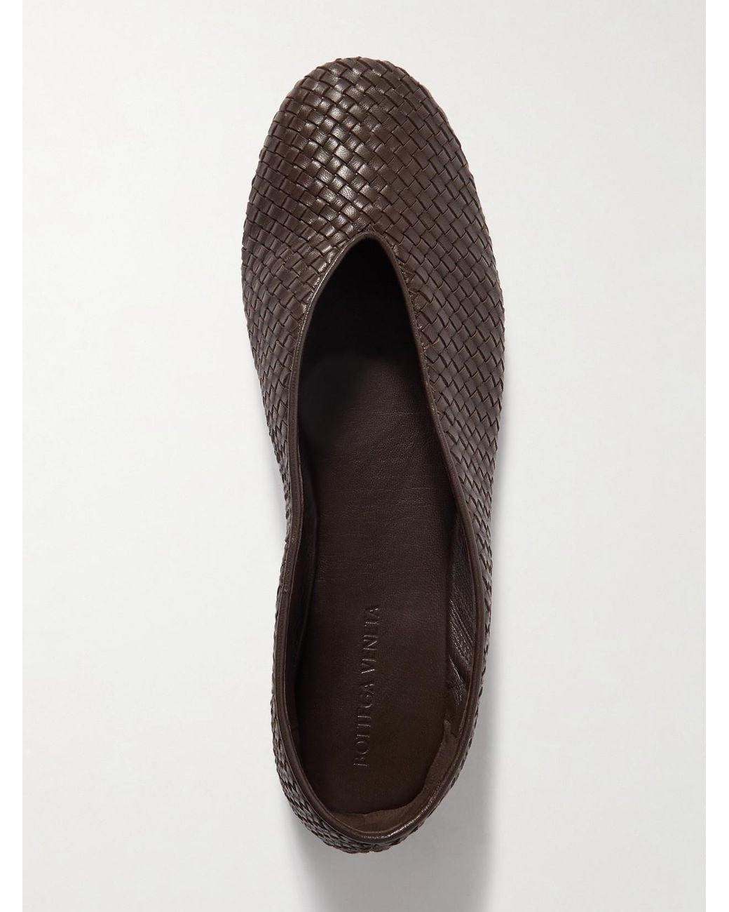 Bottega Veneta Brown Rosa Intrecciato Leather Ballet Flats