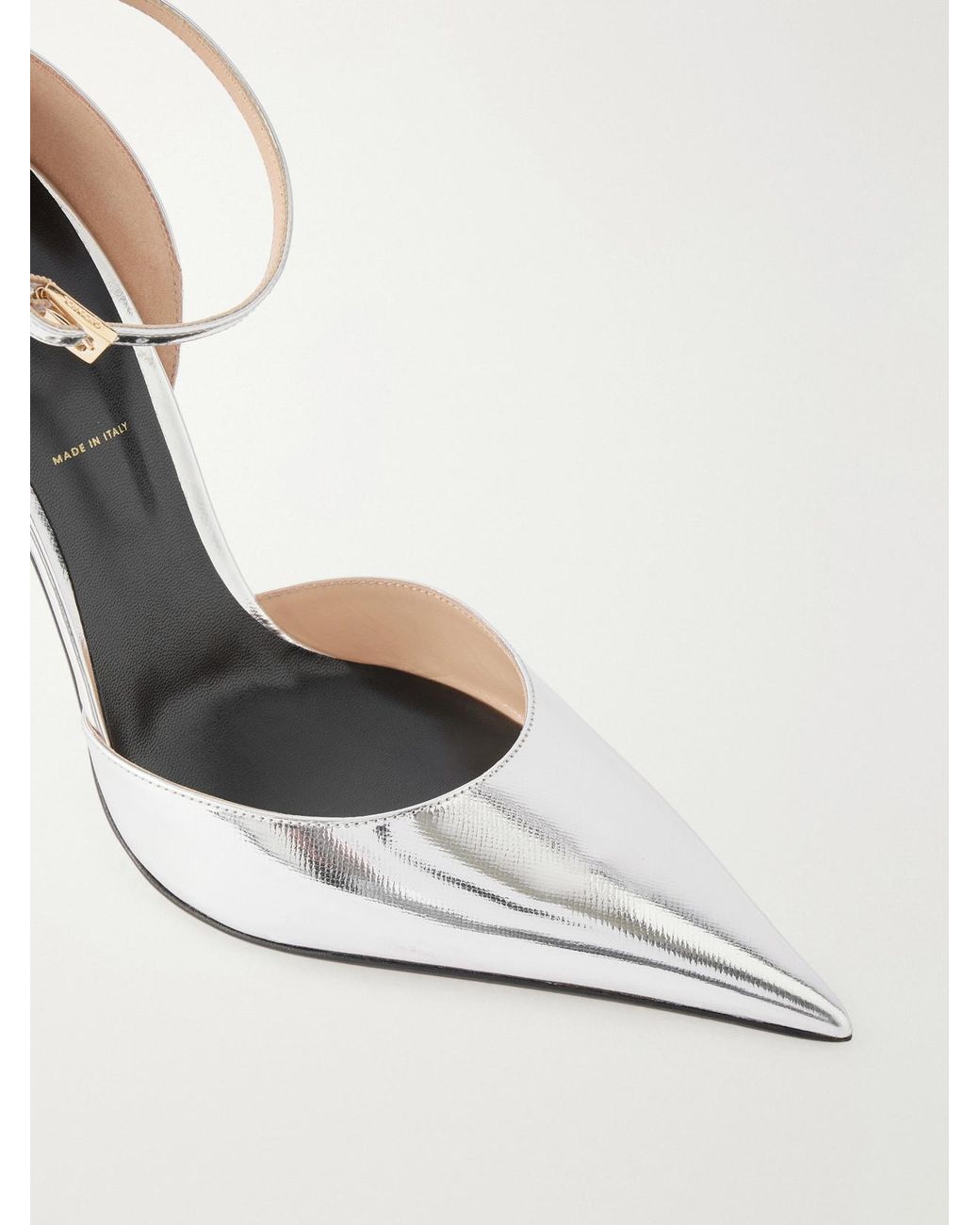 Tom Ford White D'Orsay 105 Metallic Patent-Leather Pumps