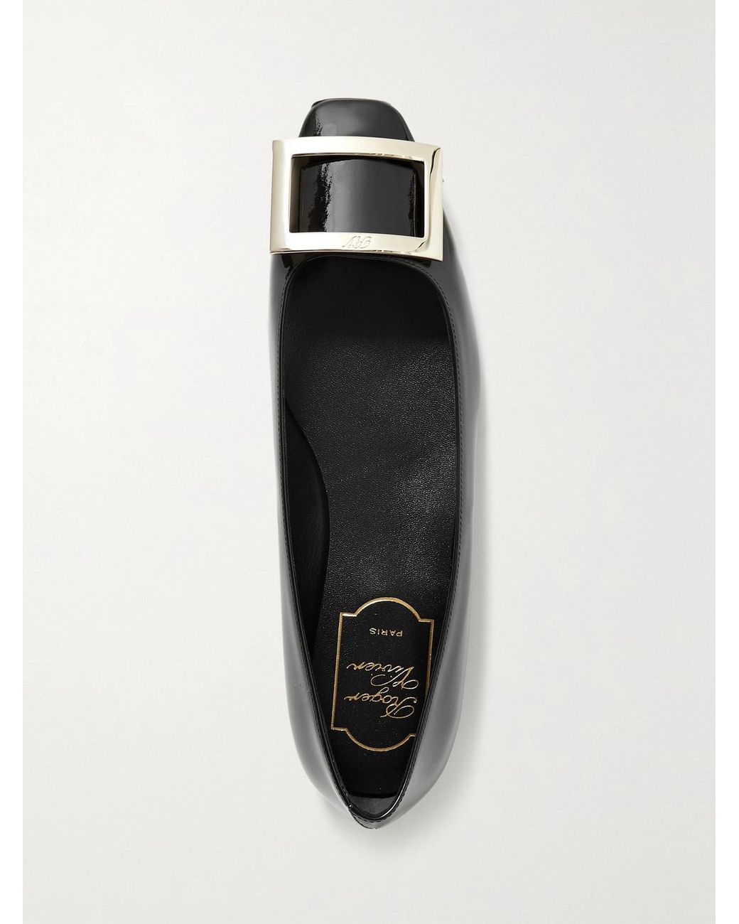 Roger Vivier White Trompette Bellerine Glossed-Leather Ballet Flats