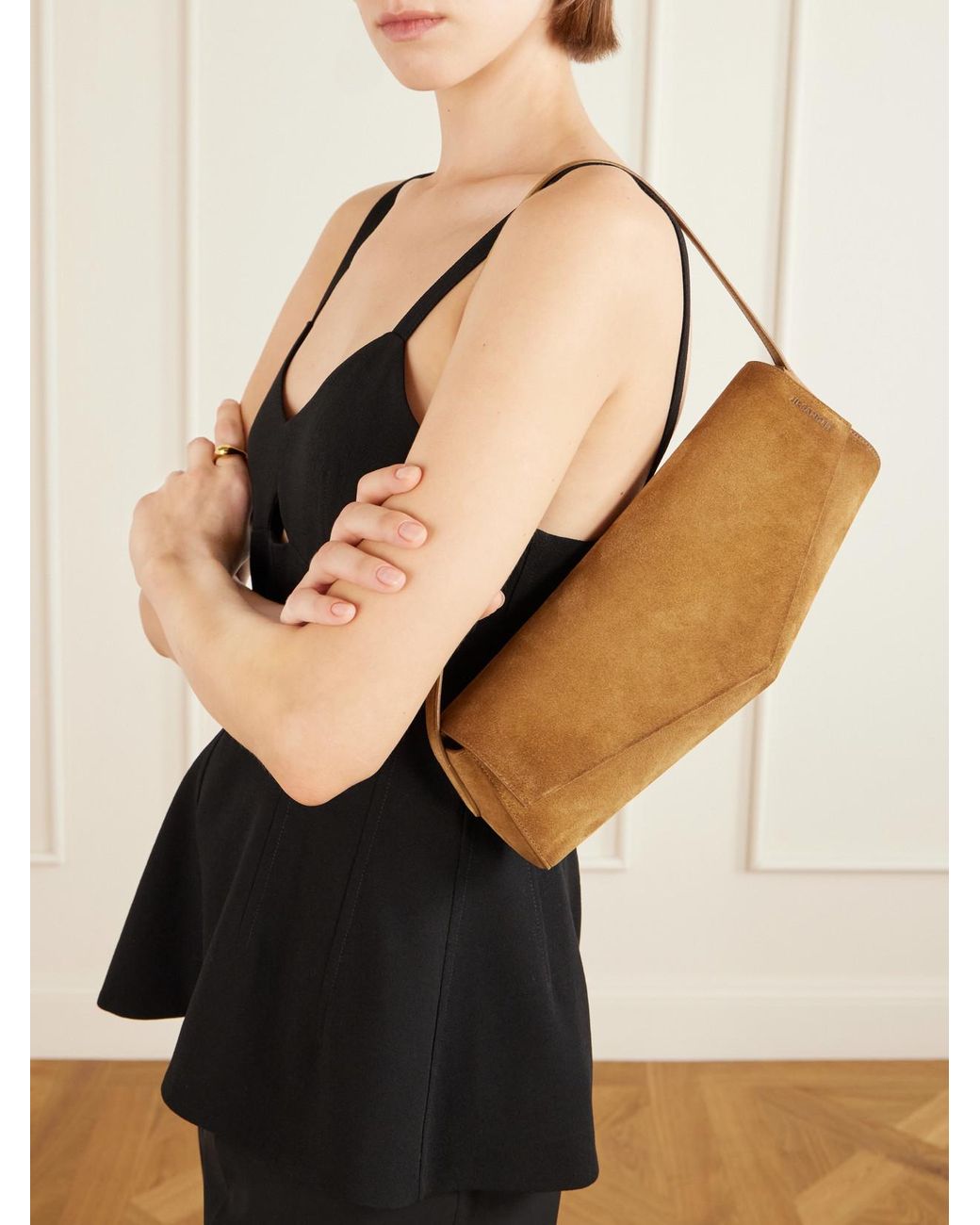 Jil Sander Natural Kante Suede Shoulder Bag