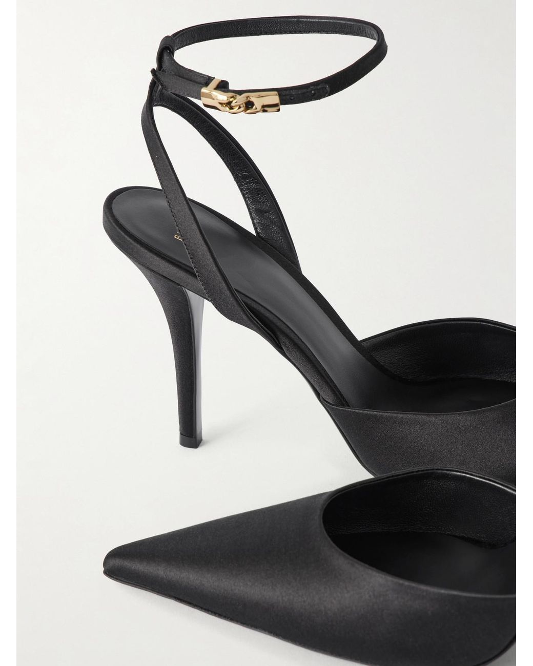 Balmain White 100 Embellished Satin Pumps
