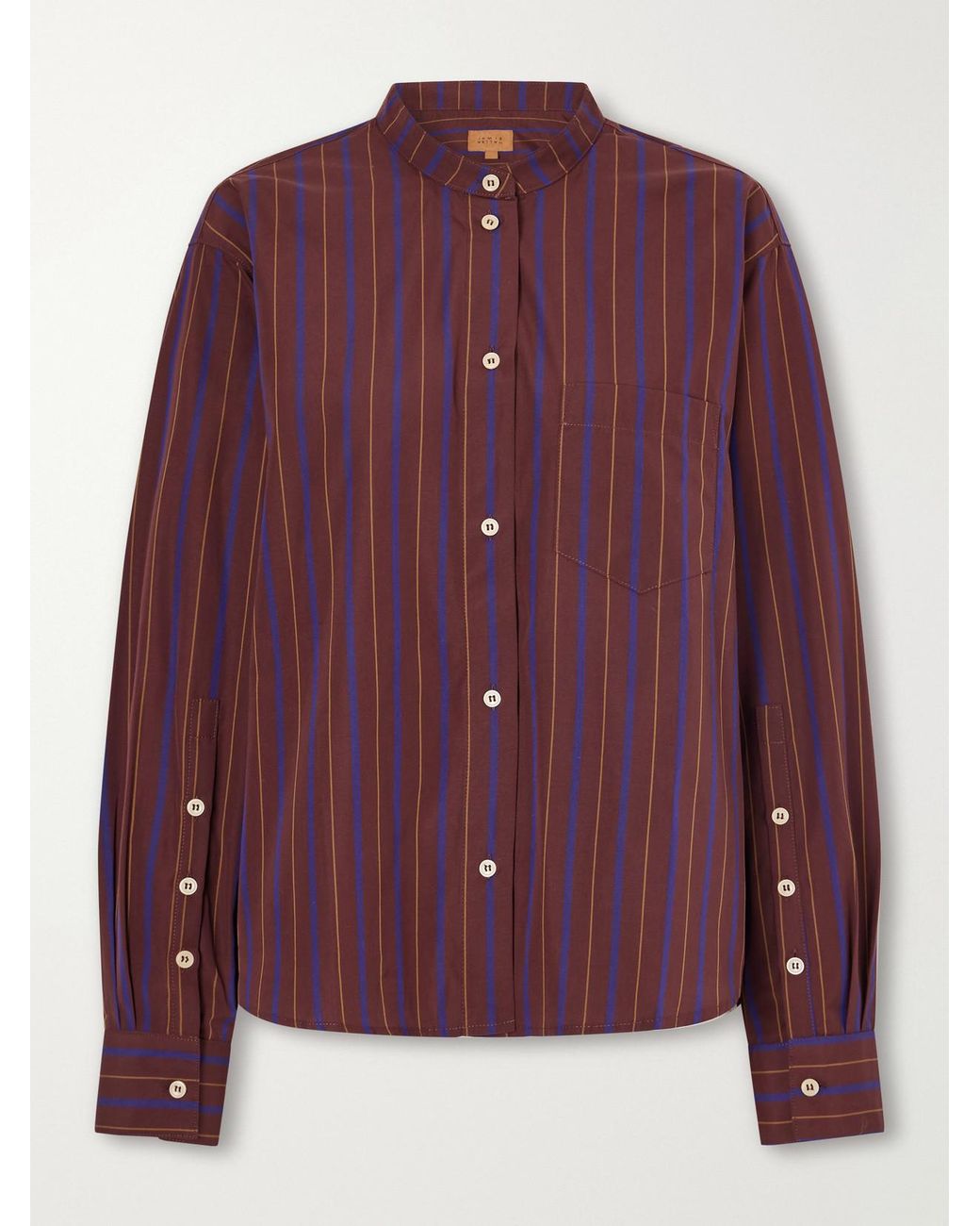 Jamie Haller Purple The Editor Striped Cotton And Silk-Blend Poplin Shirt