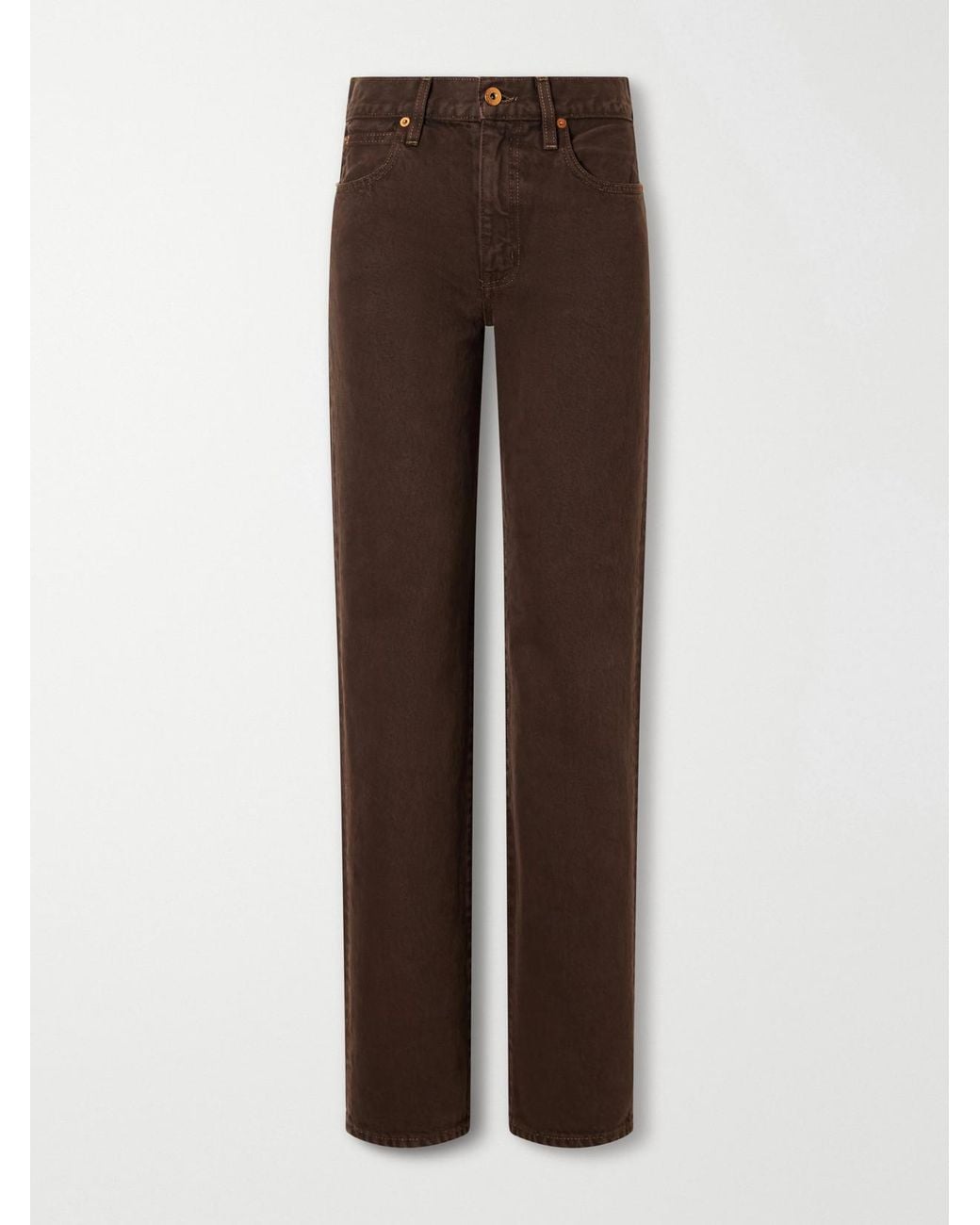 SLVRLAKE Denim Brown Phoenix Mid-Rise Straight-Leg Jeans