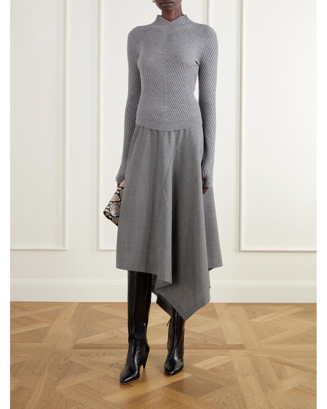 Victoria Beckham Black Maverick 80 Leather Knee Boots