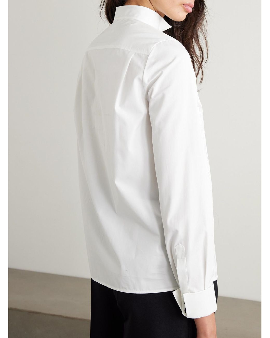 Loro Piana White Hadiya Pleated Cotton-Poplin Shirt