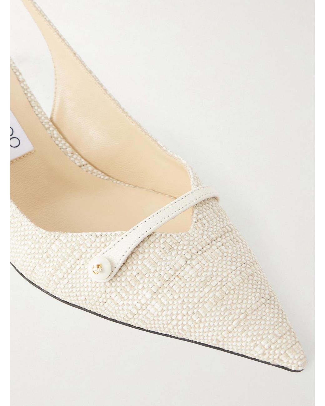 Jimmy Choo Natural Amita 45 Pearl-Embellished Slingback Pumps