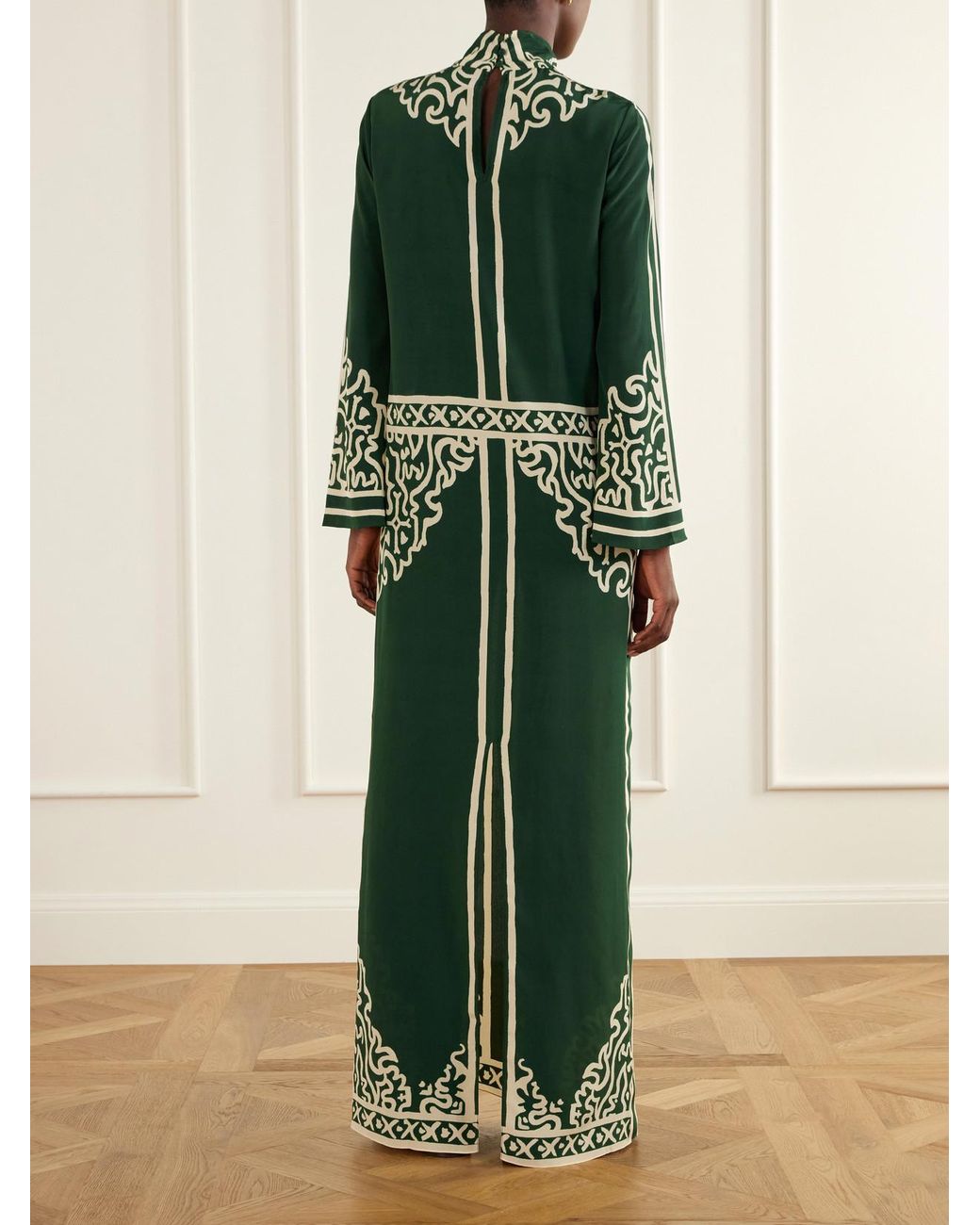 Johanna Ortiz Green The Windborne Silk-Crepe De Chine Maxi Dress