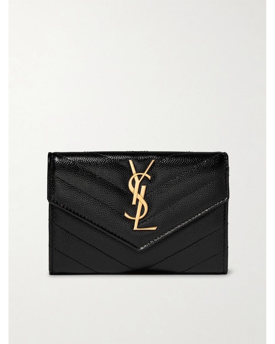 Saint Laurent Black Monogramme Envelope Quilted Textured-Leather Wallet