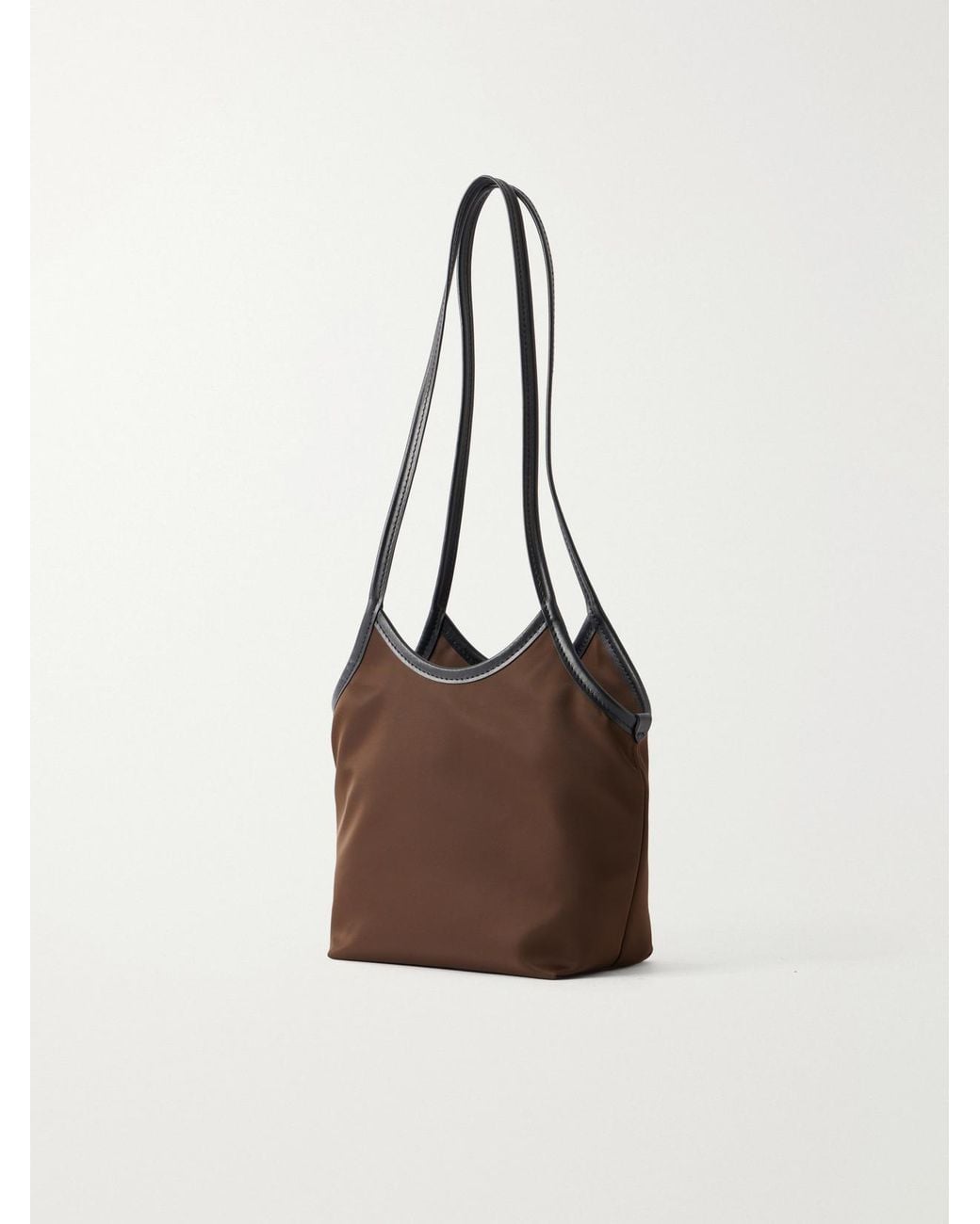 Valesque Natural Cami Leather-Trimmed Satin Shoulder Bag